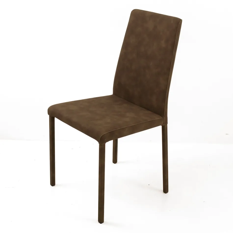 Lounge Chair with High Back in Faux Leather Made in Italy - Orietta Viadurini