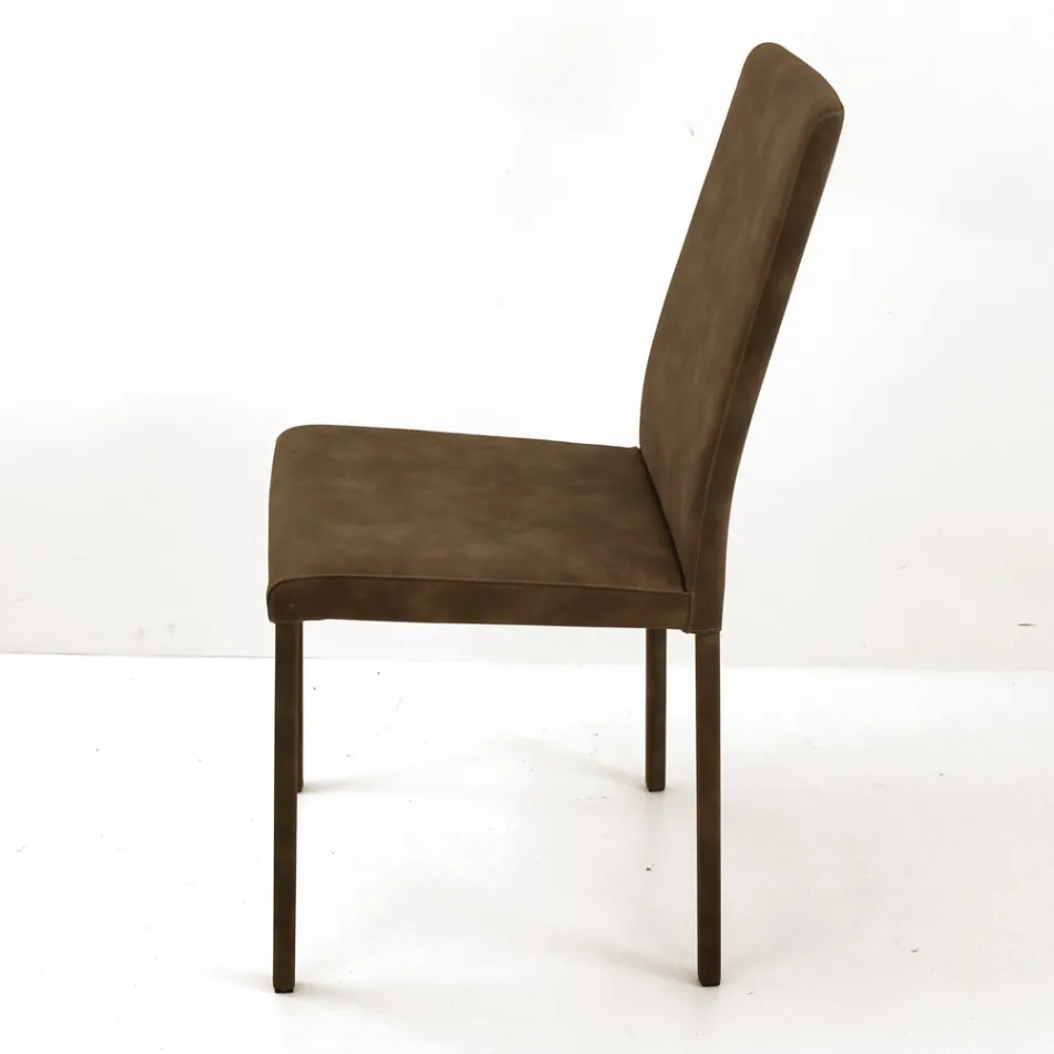 Lounge Chair with High Back in Faux Leather Made in Italy - Orietta Viadurini