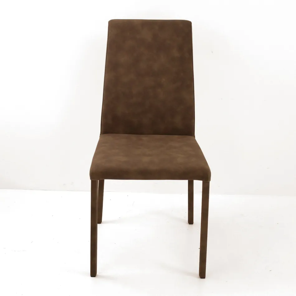 Lounge Chair with High Back in Faux Leather Made in Italy - Orietta Viadurini