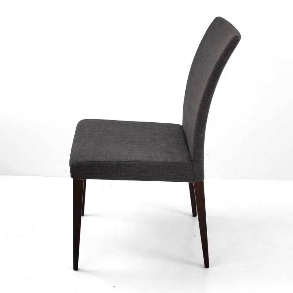 Lounge Chair in Stained Ash Wood and Fabric Made in Italy - Aspect Viadurini