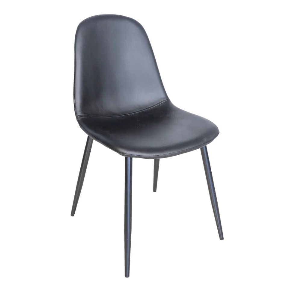 Lounge Chair in Metal and Seat in Faux Leather Made in Italy - Minou Viadurini