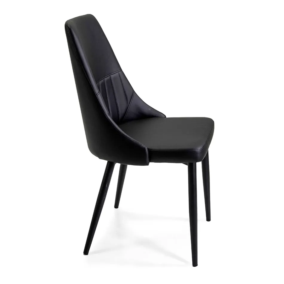 Lounge Chair in Metal and Eco-Leather of Different Finishes - Onde Viadurini