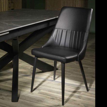 Lounge Chair in Metal and Eco-Leather of Different Finishes - Onde Viadurini