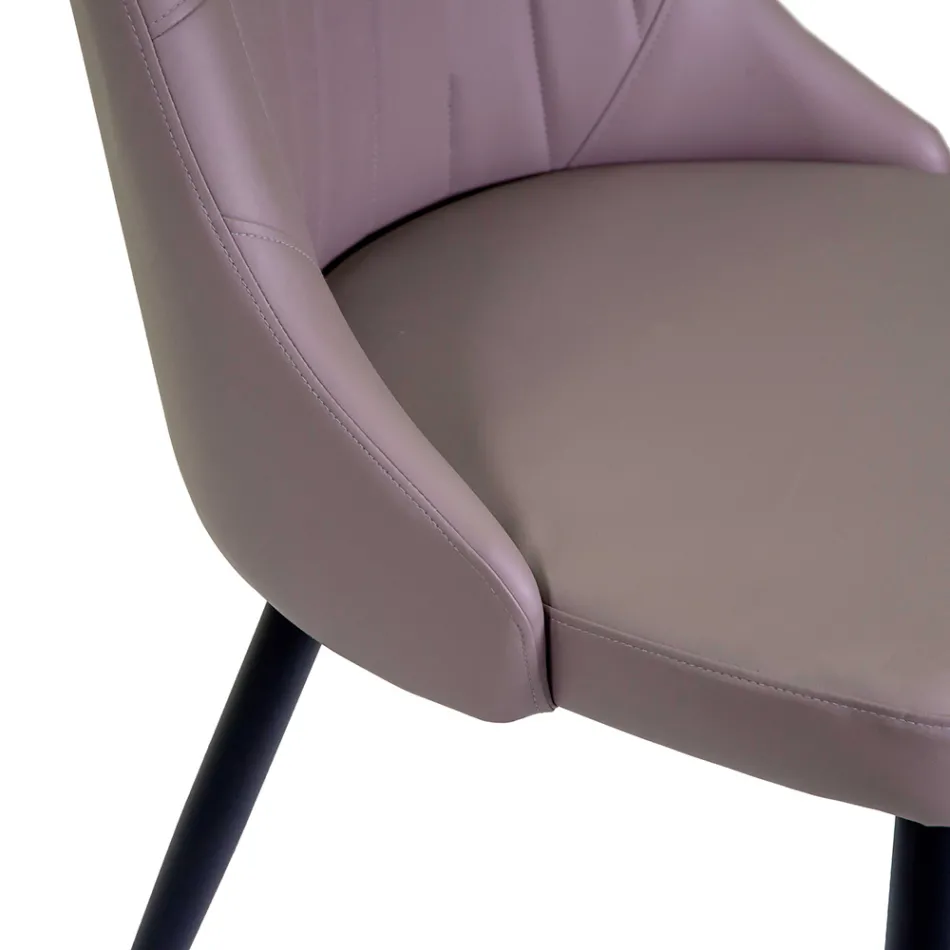 Lounge Chair in Metal and Eco-Leather of Different Finishes - Onde Viadurini