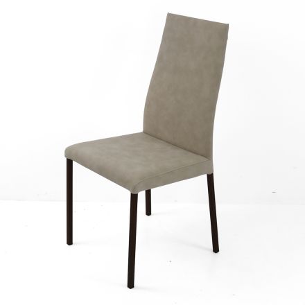 Faux Leather Lounge Chair with Lacquered Legs Made in Italy - Roslin Viadurini