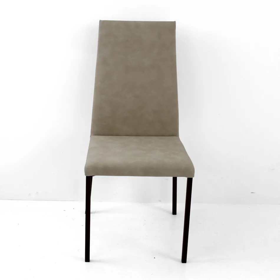 Faux Leather Lounge Chair with Lacquered Legs Made in Italy - Roslin Viadurini