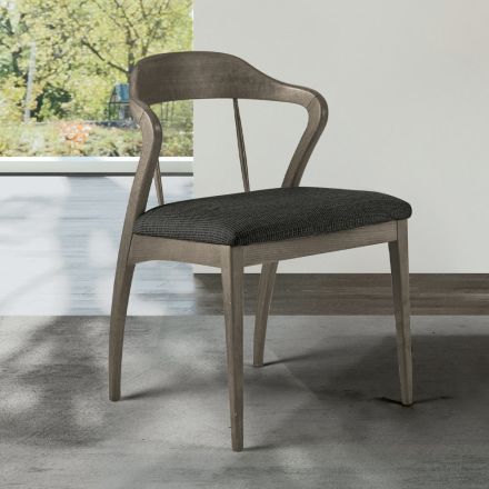 Lounge Chair in Fabric and Solid Beech Wood Made in Italy - Rein Viadurini