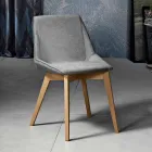 Lounge chair in fabric and modern wood made in Italy, Oriella Viadurini