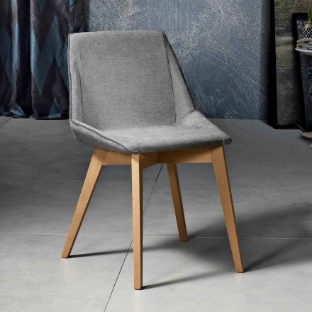 Lounge chair in fabric and modern wood made in Italy, Oriella Viadurini