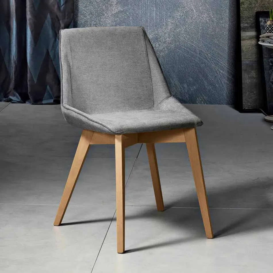 Lounge chair in fabric and modern wood made in Italy, Oriella Viadurini