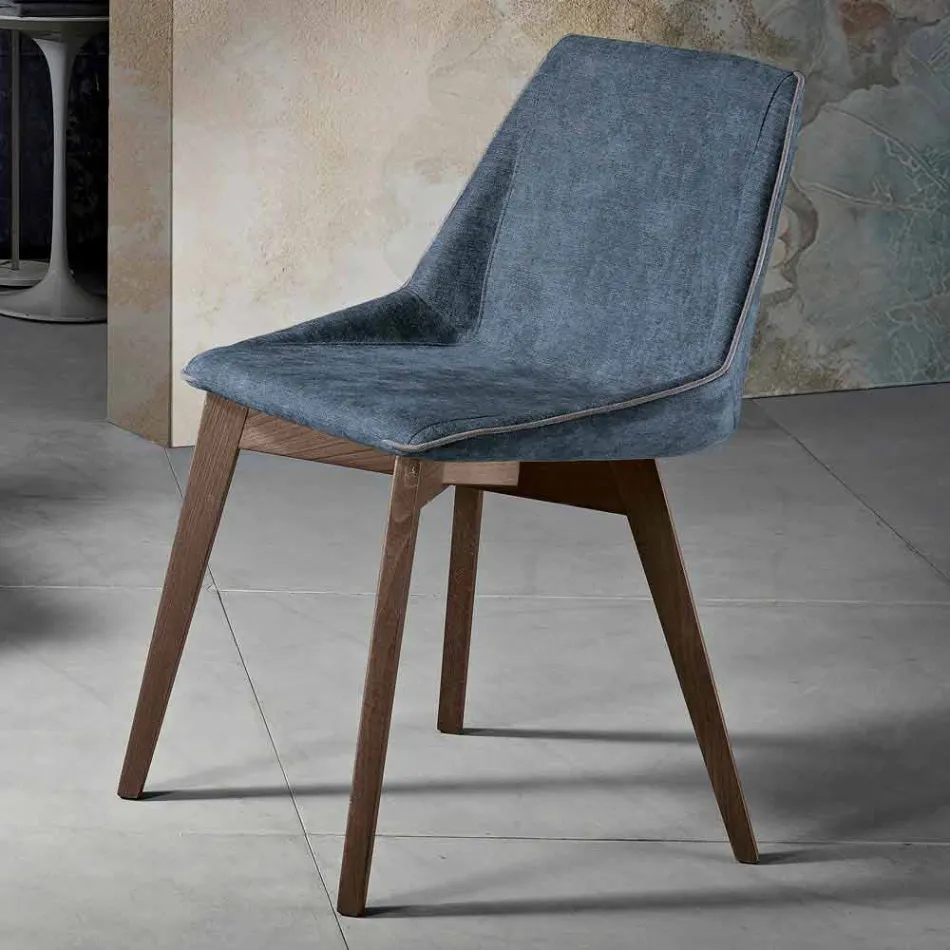 Lounge chair in fabric and modern wood made in Italy, Oriella Viadurini
