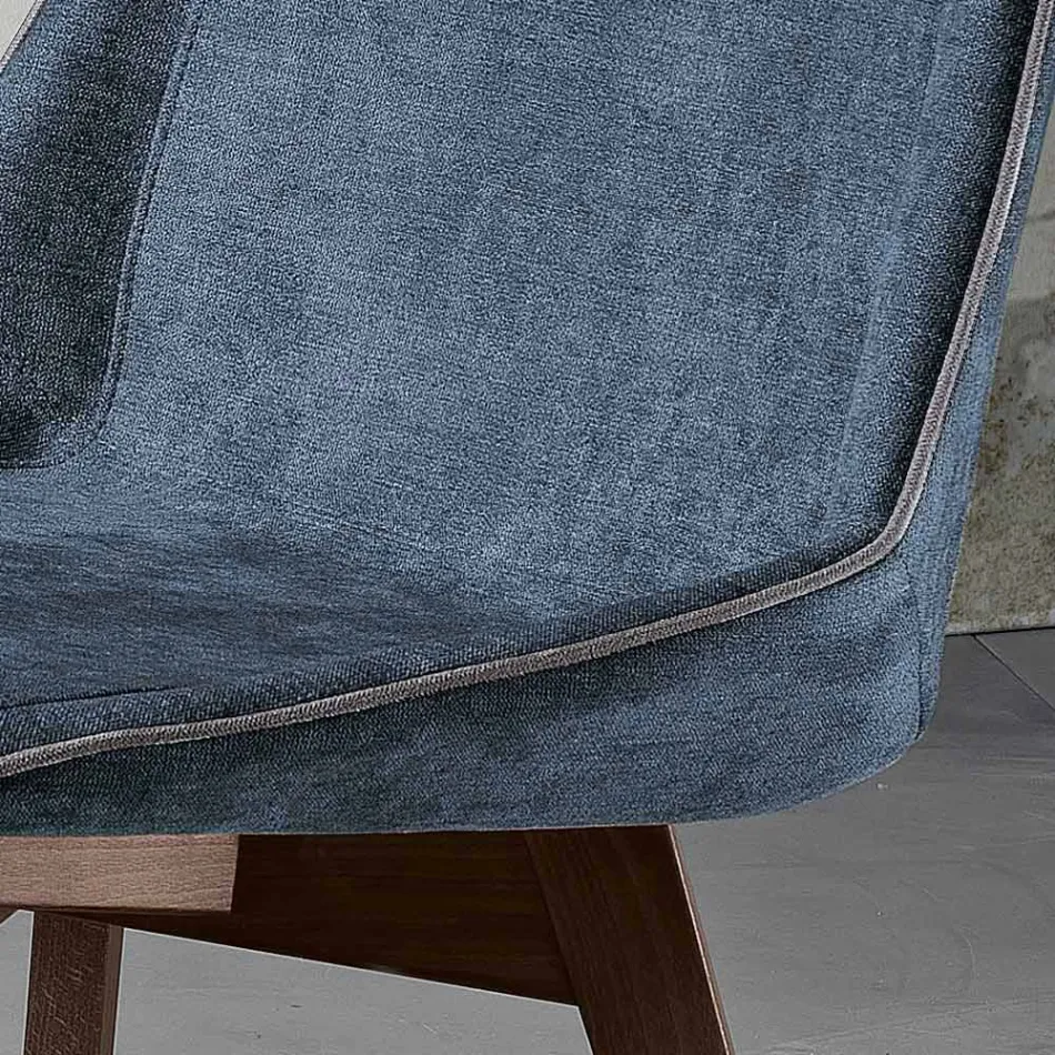 Lounge chair in fabric and modern wood made in Italy, Oriella Viadurini
