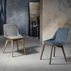 Lounge chair in fabric and modern wood made in Italy, Oriella Viadurini
