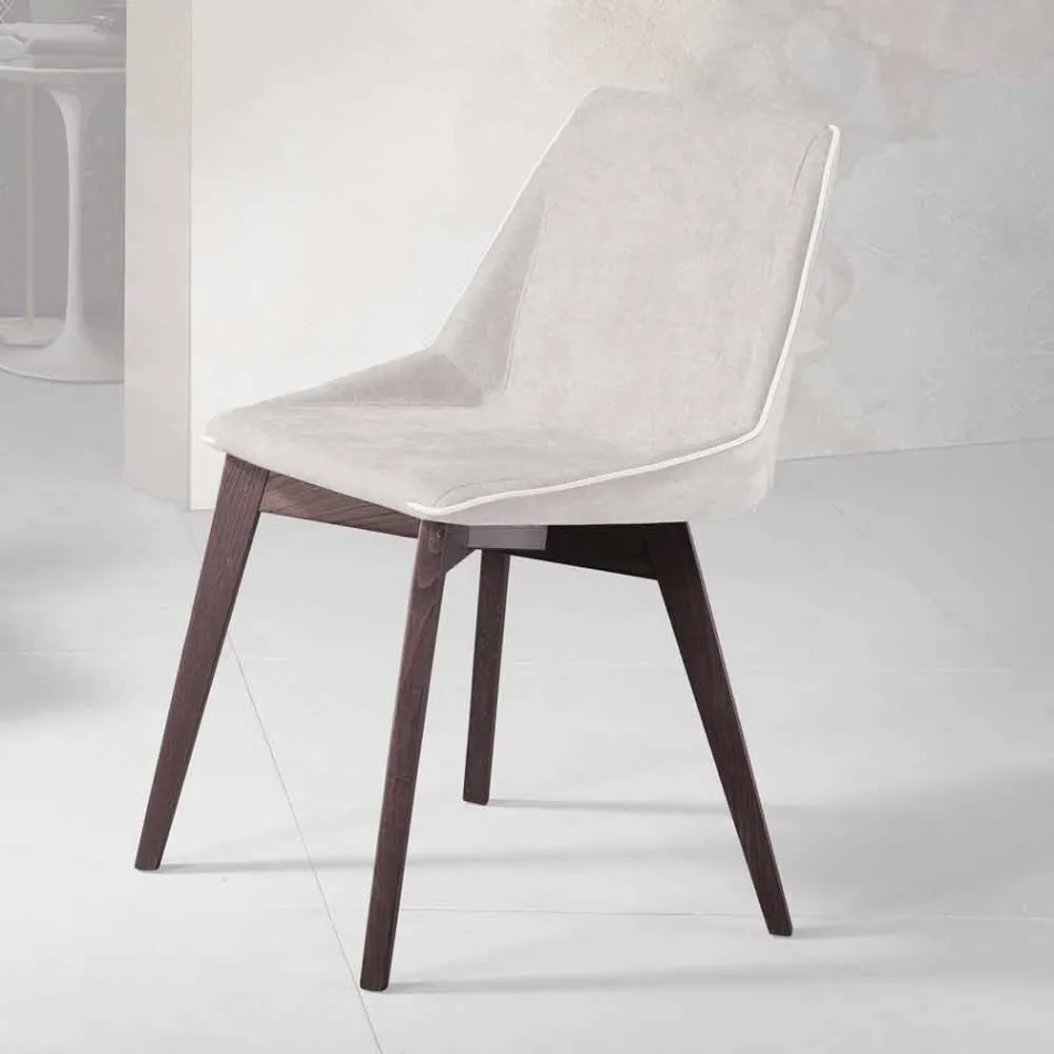 Lounge chair in fabric and modern wood made in Italy, Oriella Viadurini