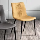 Lounge Chair in Fibre Fabric with Leather Effect and Metal Made in Italy - Gohan Viadurini