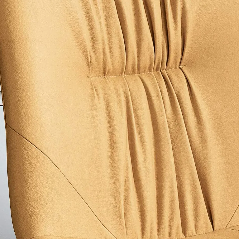 Lounge Chair in Fibre Fabric with Leather Effect and Metal Made in Italy - Gohan Viadurini