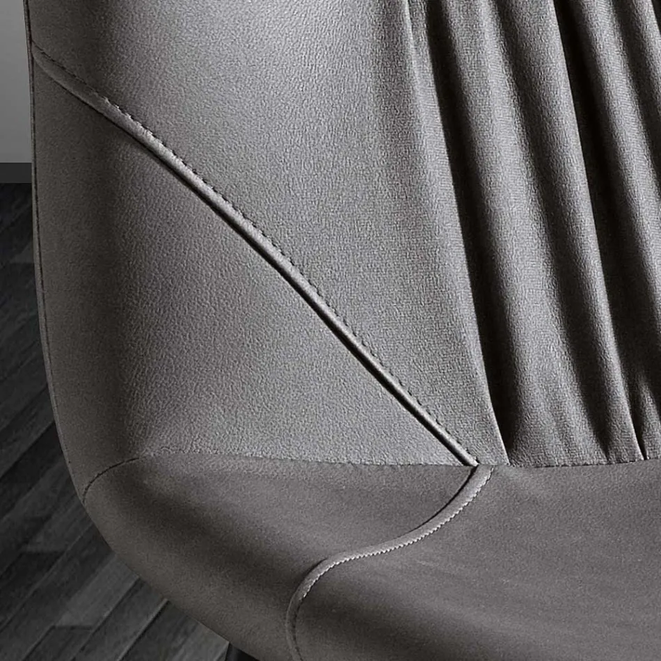 Lounge Chair in Fibre Fabric with Leather Effect and Metal Made in Italy - Gohan Viadurini