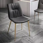 Lounge Chair in Fibre Fabric with Leather Effect and Metal Made in Italy - Gohan Viadurini