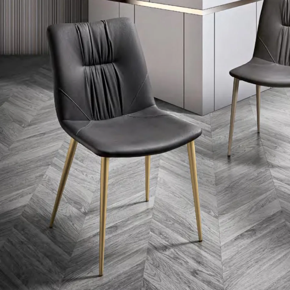 Lounge Chair in Fibre Fabric with Leather Effect and Metal Made in Italy - Gohan Viadurini