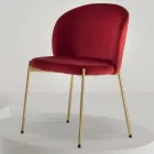 Lounge Chair in Upholstered Velvet and Golden Metal 4 Pieces - Assunta Viadurini