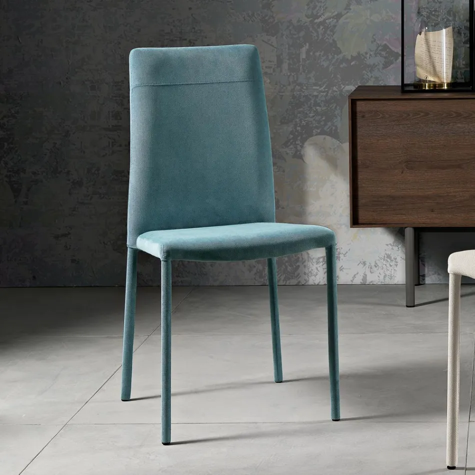 Lounge Chair Entirely Upholstered in Made in Italy Fabric - Lorelai Viadurini