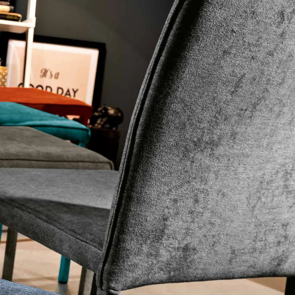 Lounge Chair Entirely Upholstered in Made in Italy Fabric - Rosetta Viadurini