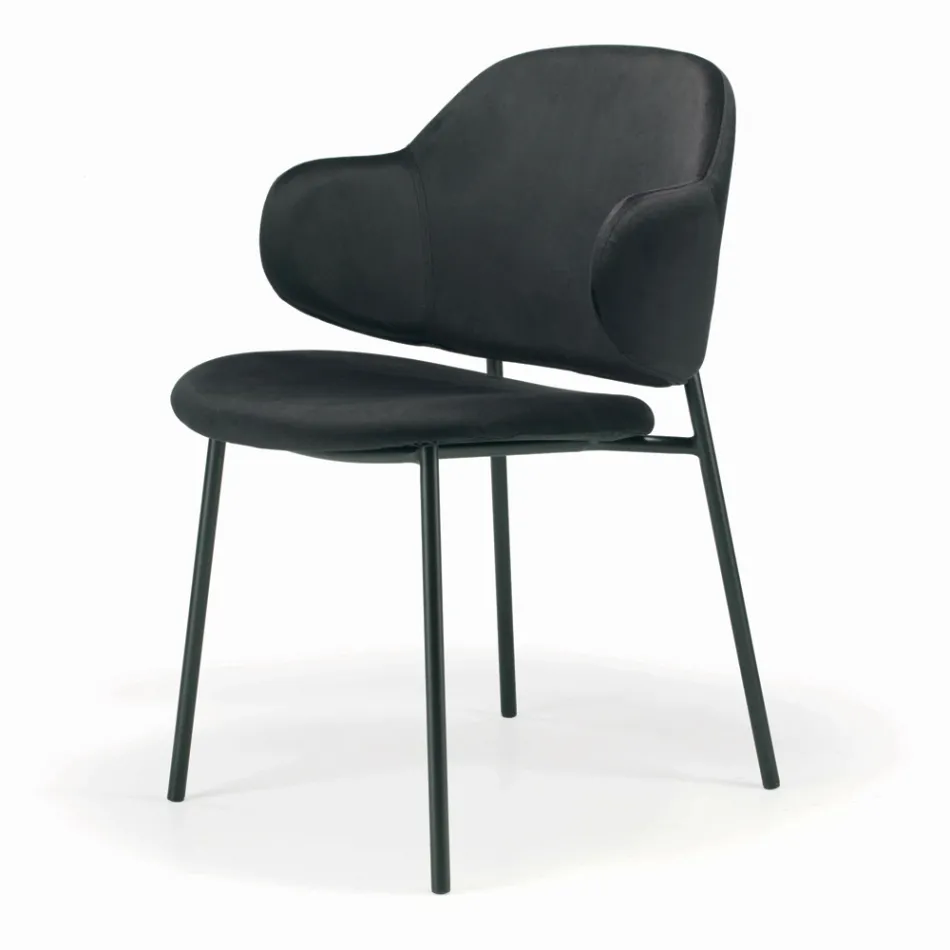 Lounge Chair Made of Steel and Velvet Made in Italy - Foggia Viadurini