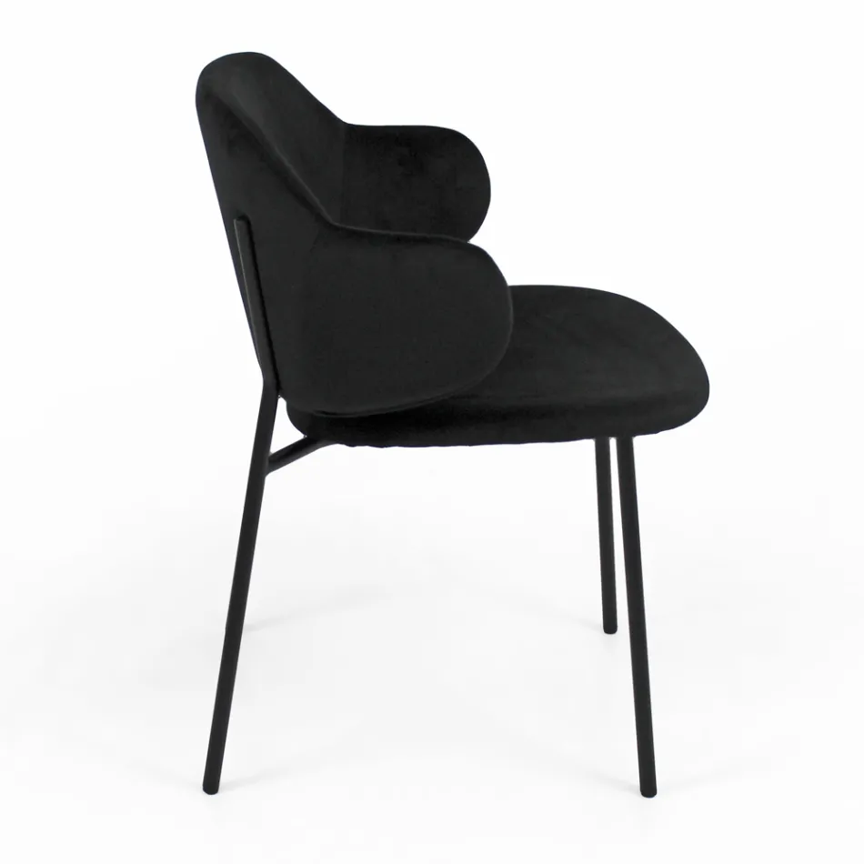 Lounge Chair Made of Steel and Velvet Made in Italy - Foggia Viadurini