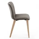 Lounge Chair Upholstered in Fabric and Ash Legs Design - Florinda Viadurini