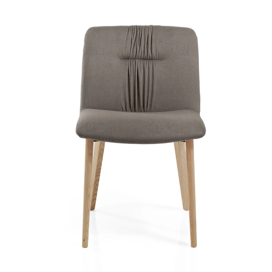 Lounge Chair Upholstered in Fabric and Ash Legs Design - Florinda Viadurini