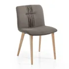 Lounge Chair Upholstered in Fabric and Ash Legs Design - Florinda Viadurini
