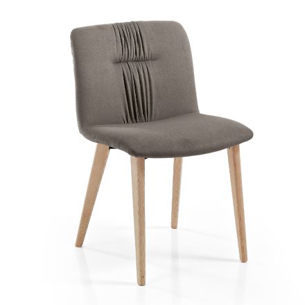 Lounge Chair Upholstered in Fabric and Ash Legs Design - Florinda Viadurini