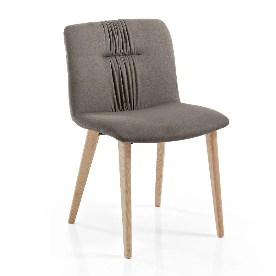 Lounge Chair Upholstered in Fabric and Ash Legs Design - Florinda Viadurini