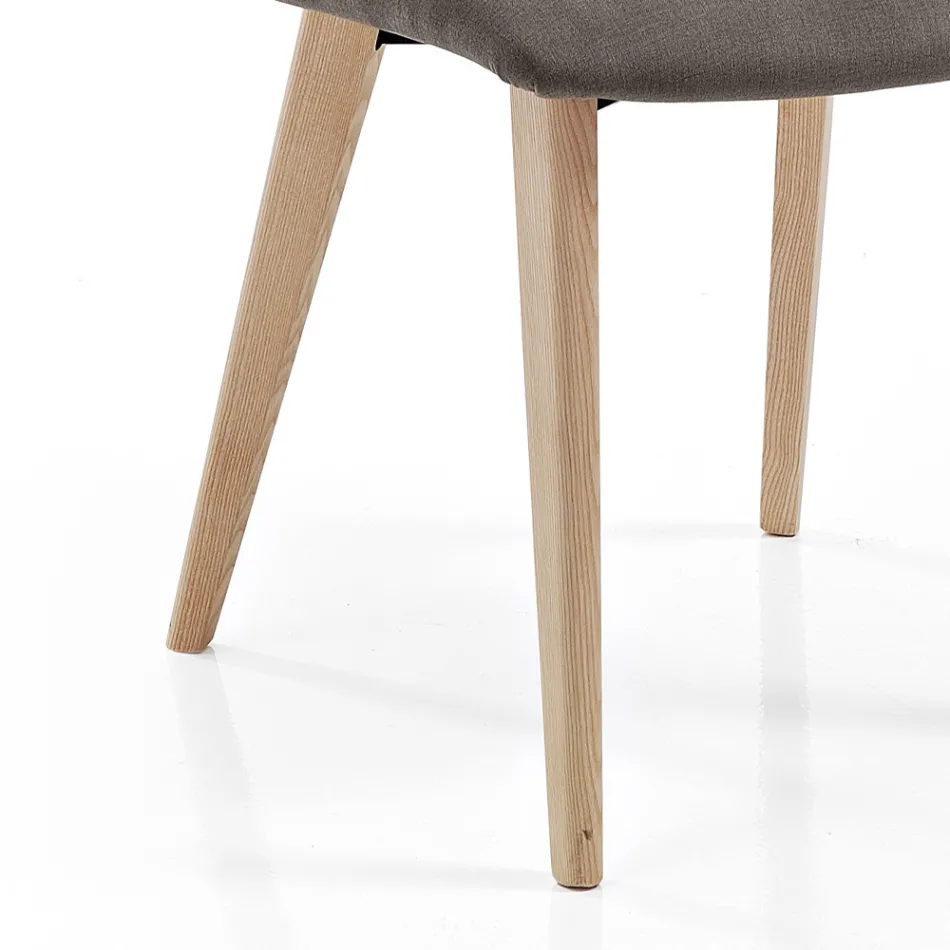 Lounge Chair Upholstered in Fabric and Ash Legs Design - Florinda Viadurini