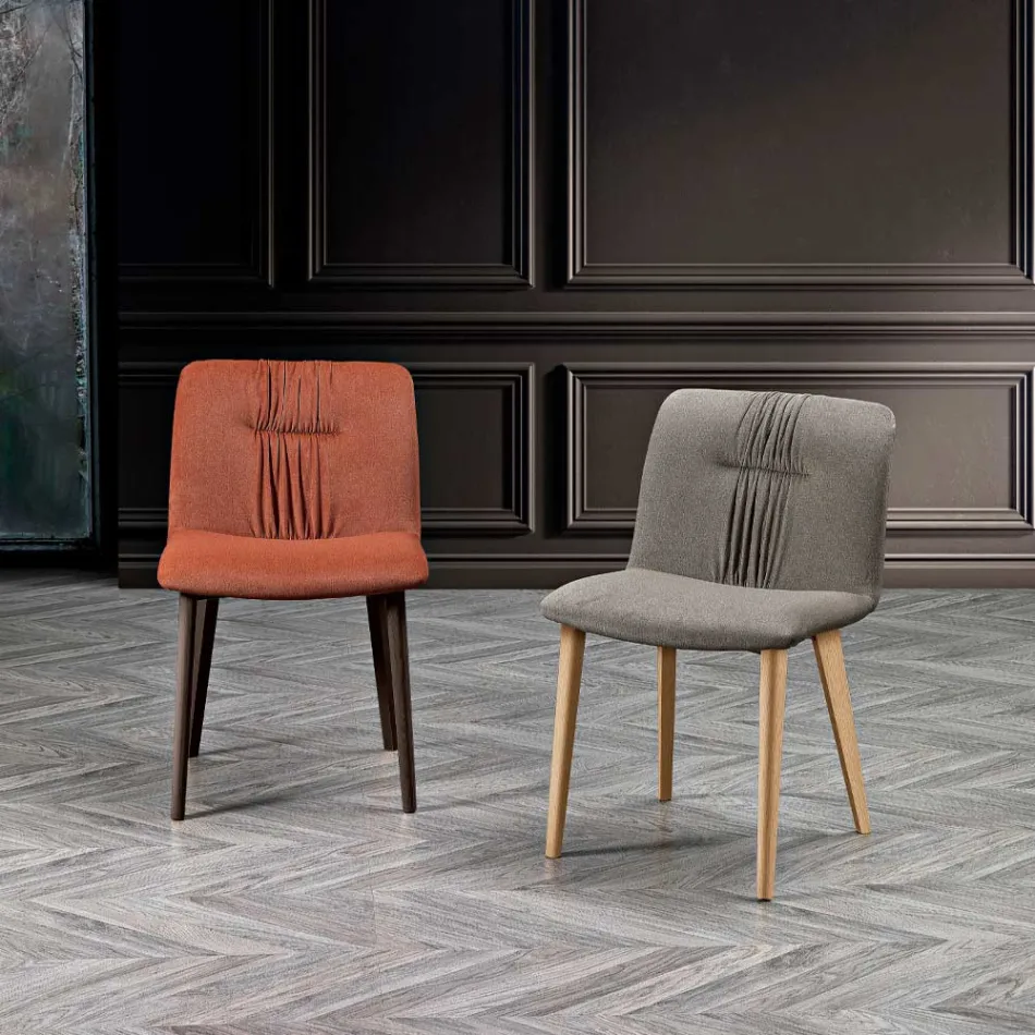 Lounge Chair Upholstered in Fabric and Ash Legs Design - Florinda Viadurini