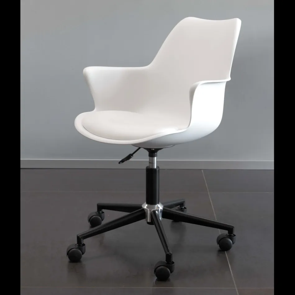 Office Chair with Casters, Armrests and Height-Adjustable Seat - Iuri Viadurini