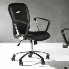 Office Chair with Swivel Wheels in Black Ecoleather and Metal - Amarilda Viadurini