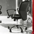 Office Chair with Swivel Wheels in Black Ecoleather and Metal - Amarilda Viadurini