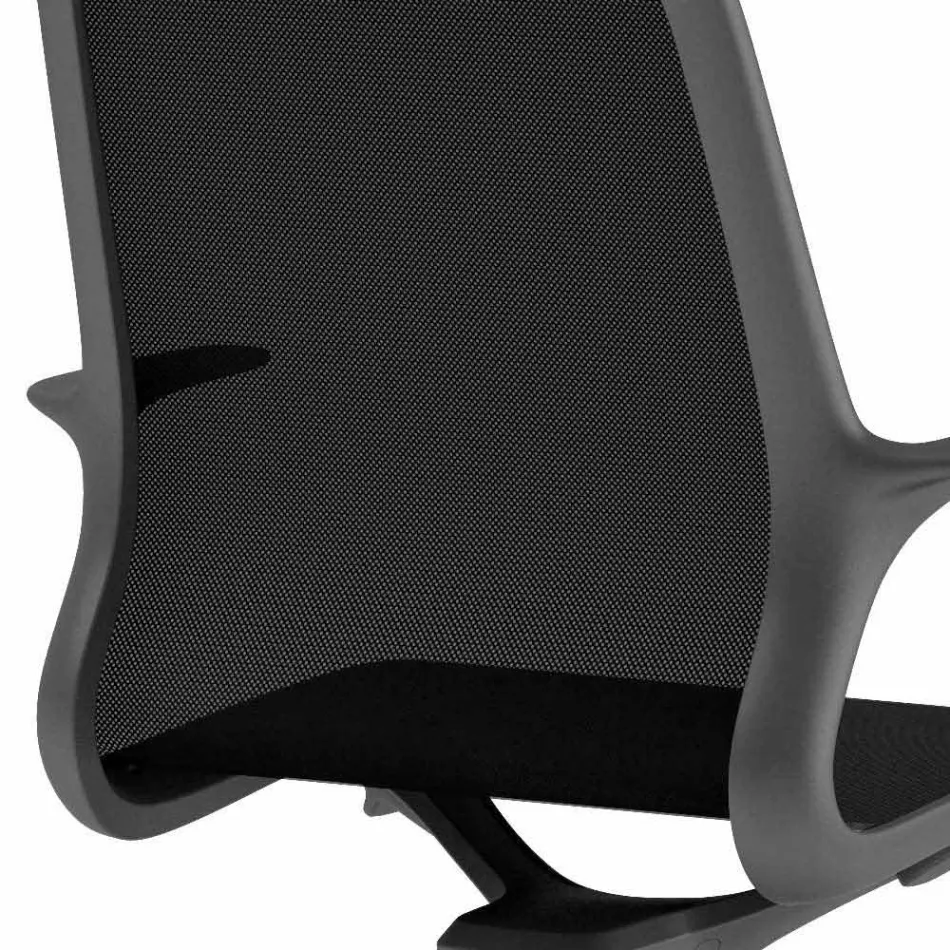 Office Chair with Swivel Wheels in Black Mesh and Black Nylon - Ayumu Viadurini