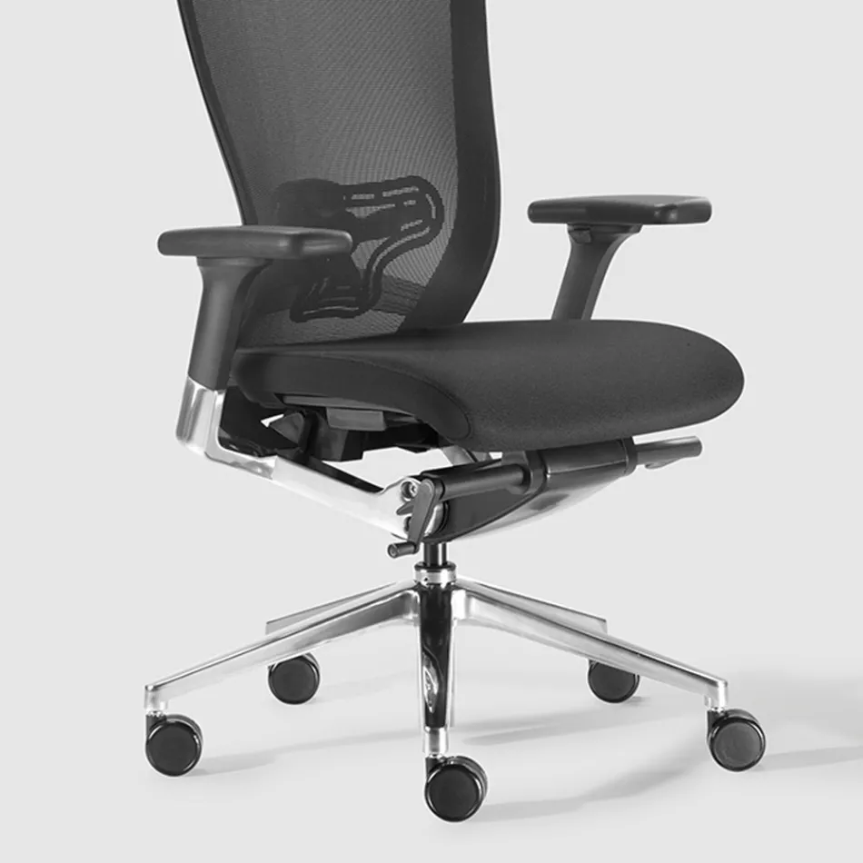 Ergonomic Office Chair with Fabric and Faux Leather Wheels - Takeshi Viadurini