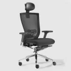 Ergonomic Office Chair with Fabric and Faux Leather Wheels - Takeshi Viadurini