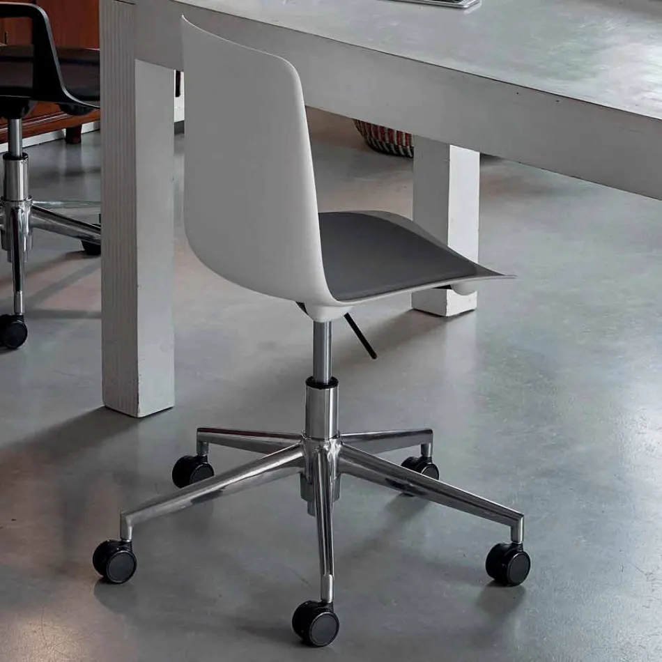 Office Chair in Aluminium and Polypropylene Made in Italy, 2 Pieces - Charita Viadurini