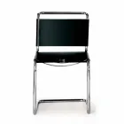 Leather Office Chair with Chromed Steel Structure Made in Italy - Elite Viadurini