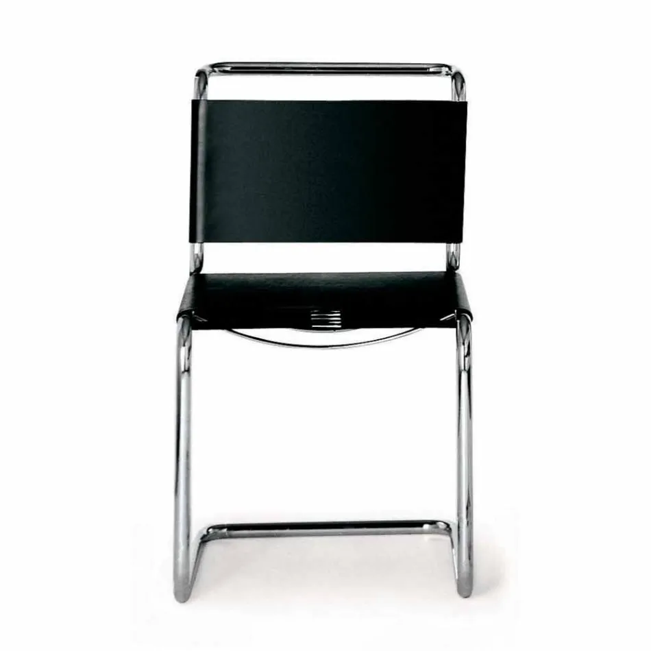 Leather Office Chair with Chromed Steel Structure Made in Italy - Elite Viadurini