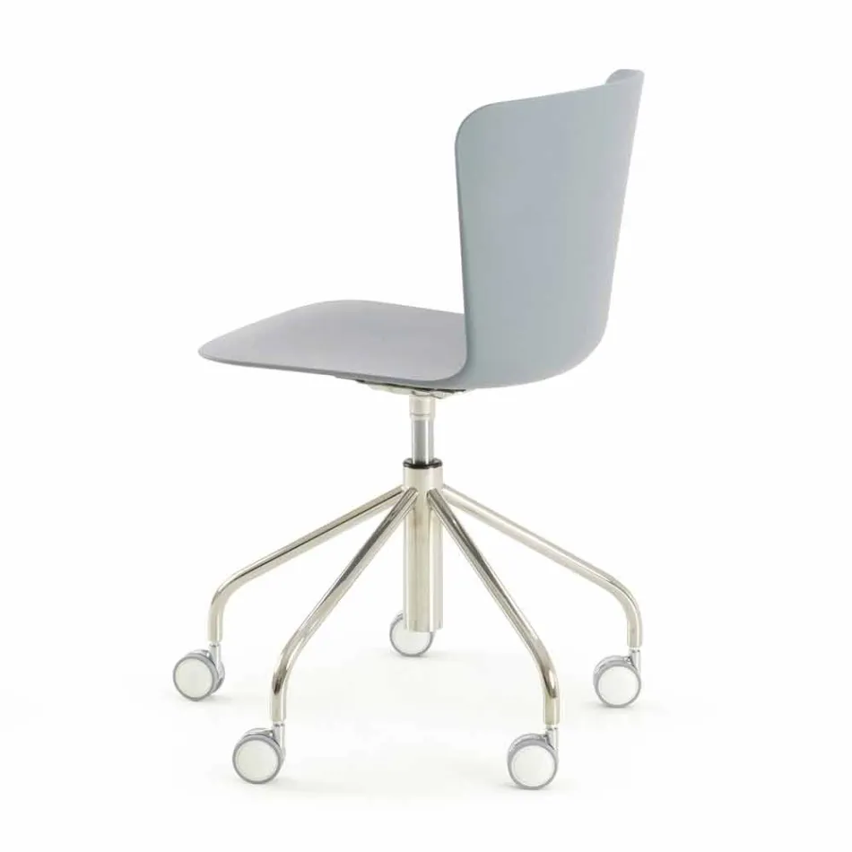 Office Chair in Polypropylene with Chromed Base Made in Italy - Plutonio Viadurini