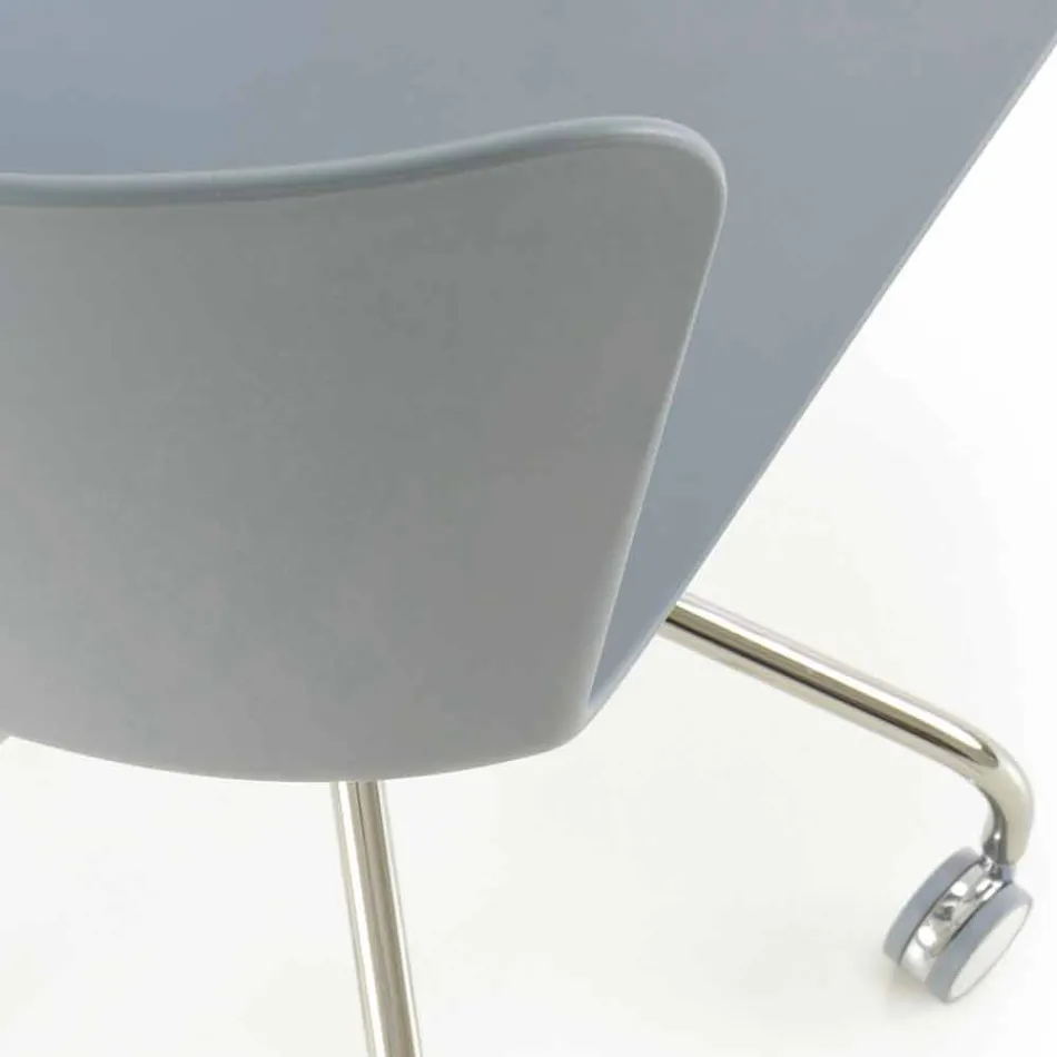 Office Chair in Polypropylene with Chromed Base Made in Italy - Plutonio Viadurini