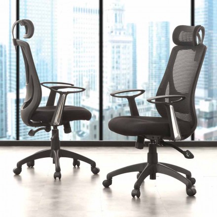 Operative and Semi-Directional Office Chair in Black Tecnoete - Gerlanda Viadurini
