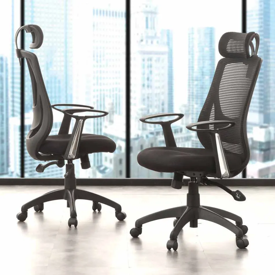 Operative and Semi-Directional Office Chair in Black Tecnoete - Gerlanda Viadurini