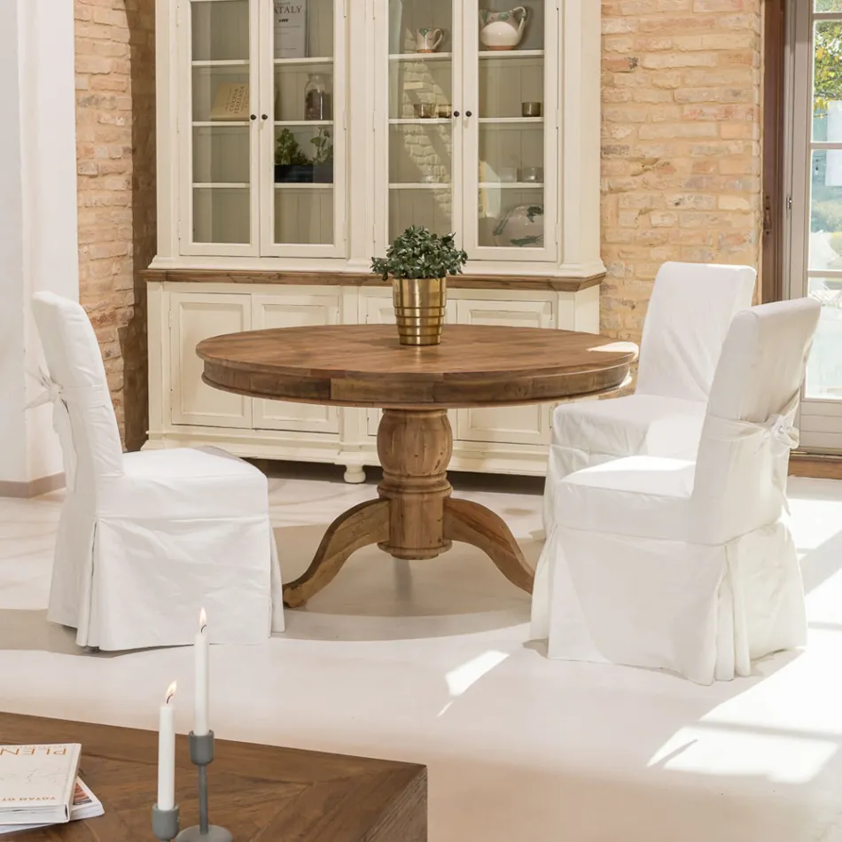 Chair Decorated with Bow for Lounge in Wood and Cotton - Slide Viadurini