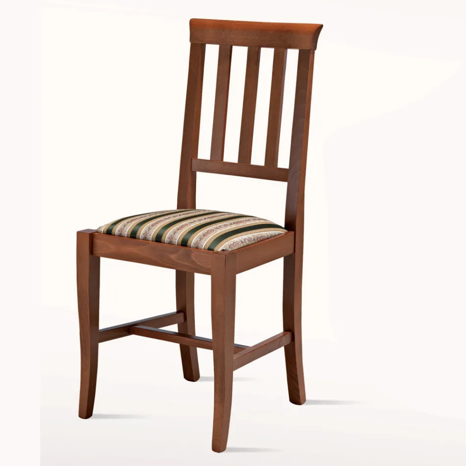 Classic Design Chair in Wood and Seat in Fabric Made in Italy - Dorina Viadurini